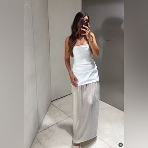 Zara White Strapless Maxi Dress